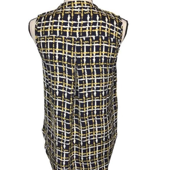 Tea n Rose Sleeveless Blouse Multicolor Checkered V-Neck Pocket Women's Size Med - Picture 4 of 8